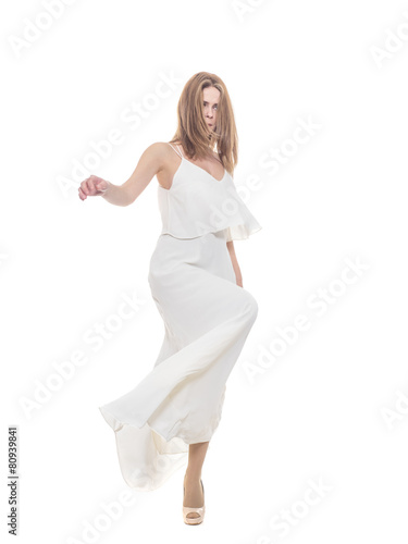 Woman in white evening gown © Netfalls
