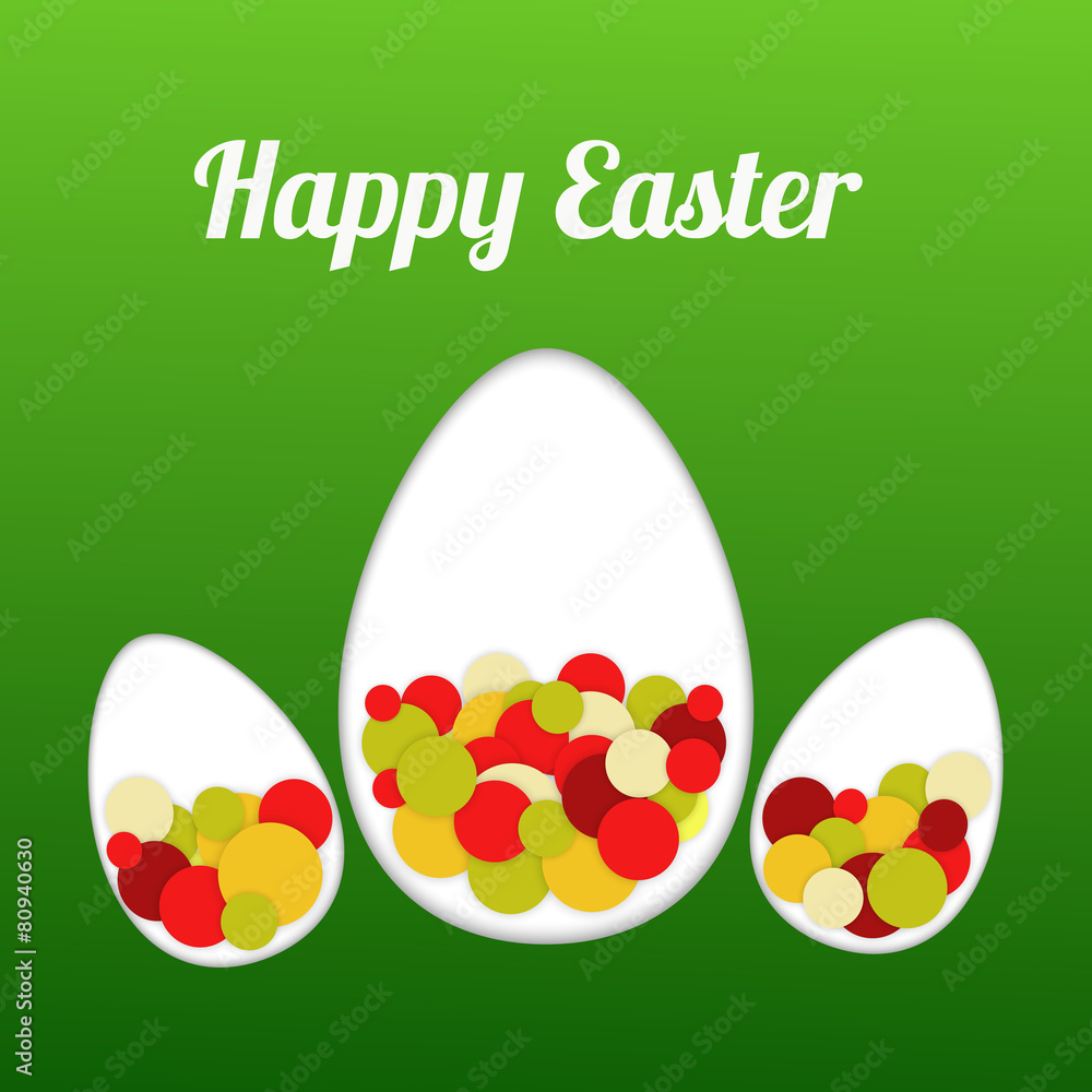 Vector happy easter postcard with confetti. EPS10.
