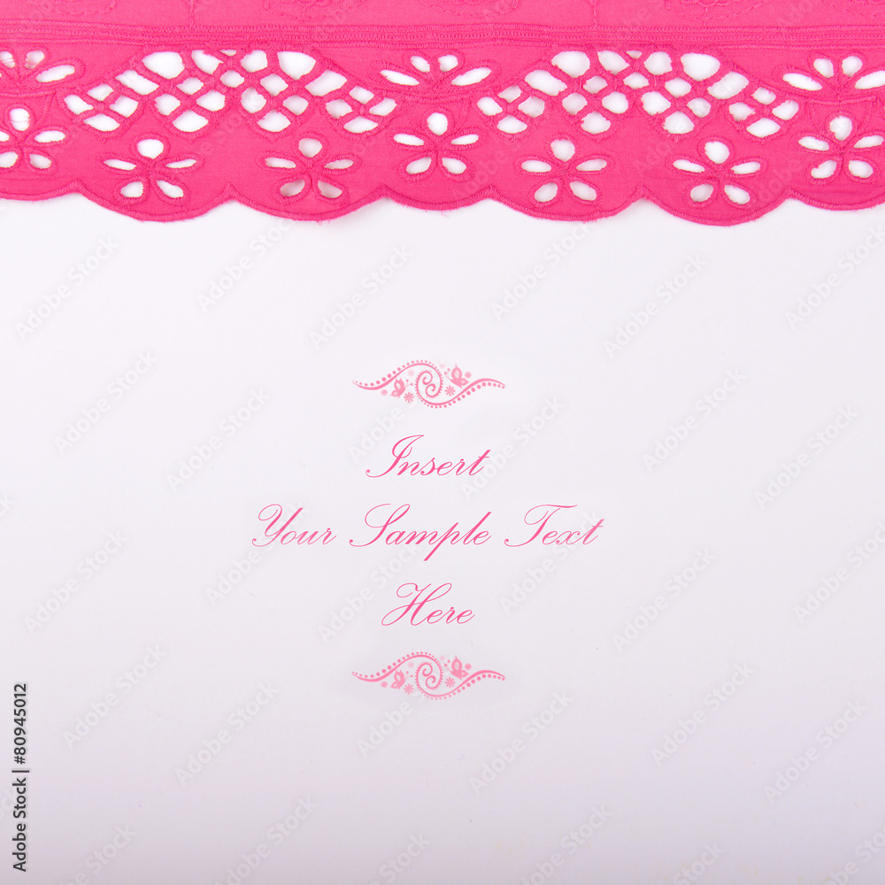 invitation card fuchsia lace squared