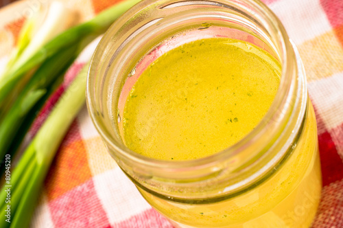 Glass jar with homemade bouillon