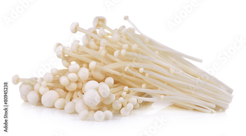 Enoki mushroom, Golden needle mushroom isolated on white backgro