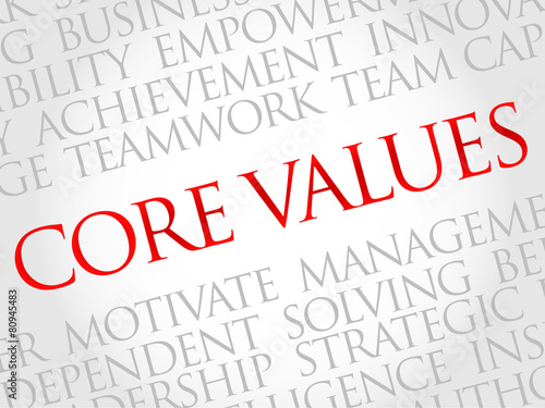 Core values word cloud, business concept