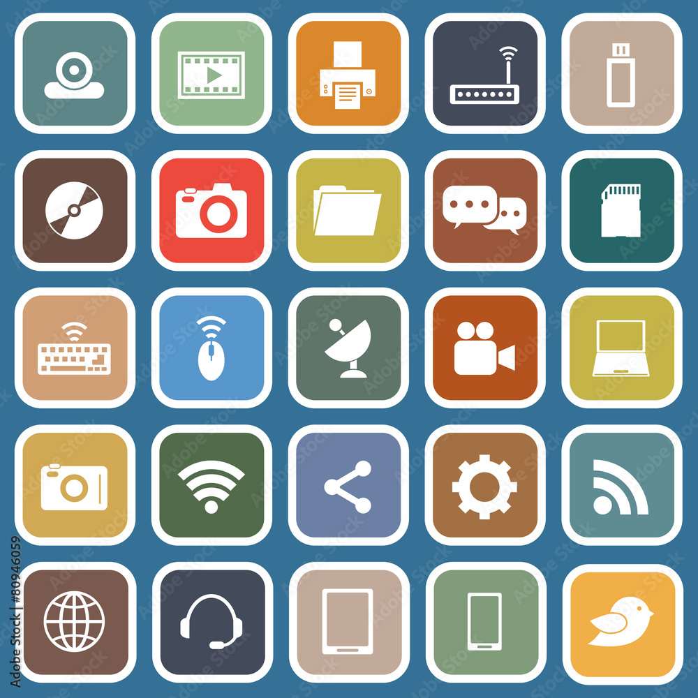 Hi-tech flat icons on blue background Hi-tech flat icons on blue background
