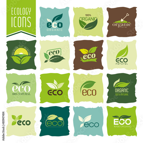 Ecology, organic icon set. Eco-icons