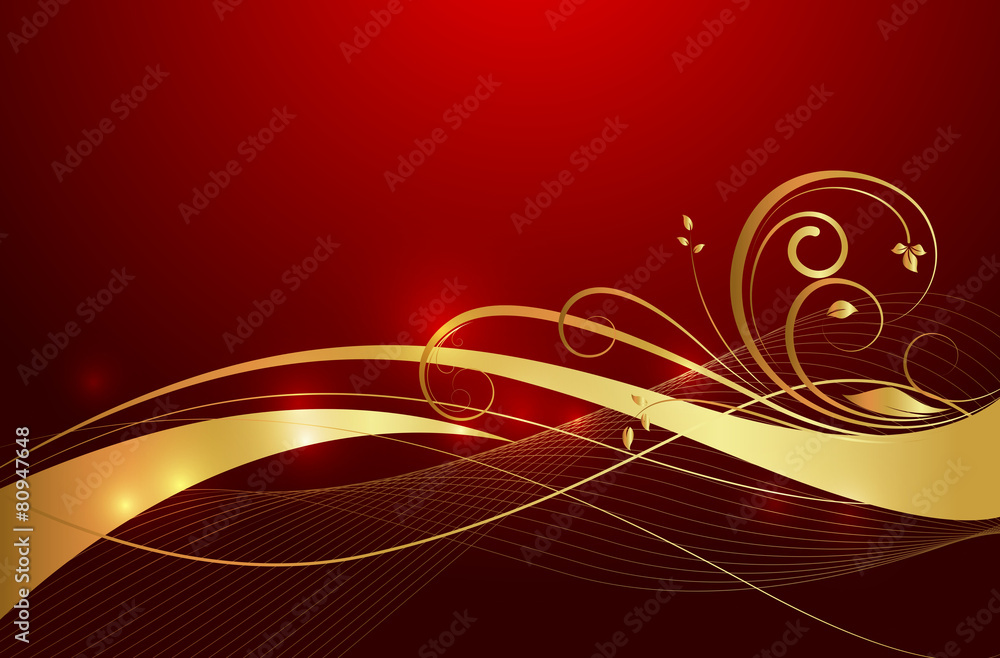 Wavy Golden Floral Background Wavy Golden Floral Background