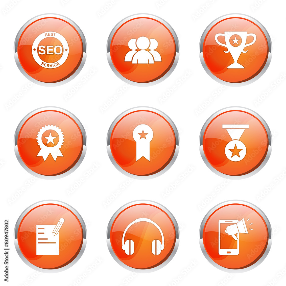 Fototapeta premium SEO Internet Sign Orange Vector Button Icon Design Set 9