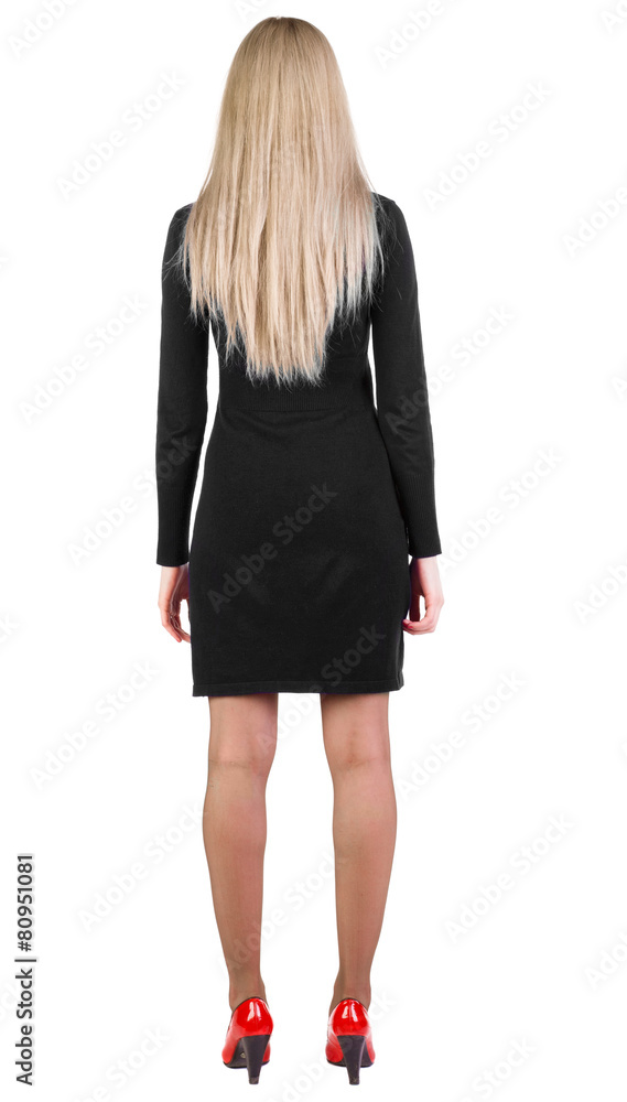 back view of standing beautiful blonde woman. back view of standing beautiful blonde woman.