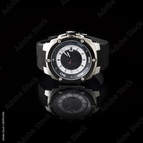 Swiss watches on black background. Product photography.