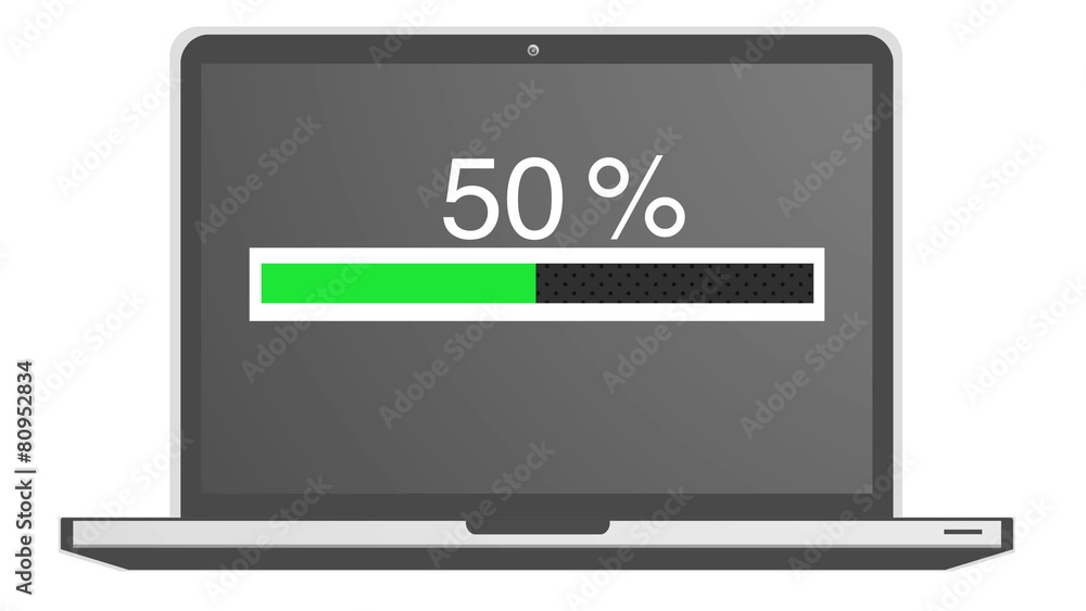 Loading bar animation on a notebook computer 4K, green Loading bar animation on a notebook computer 4K, green
