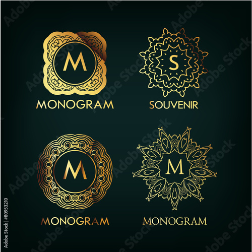 Set of luxury, simple and elegant monogram designs