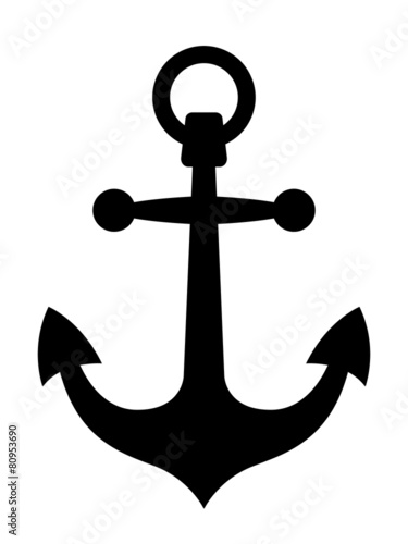 Obraz na plátne Simple black ships anchor silhouette