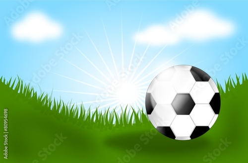 Football ball on grass