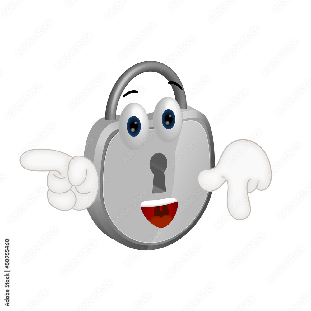 Funny padlock cartoon security illustration lock comic Stock