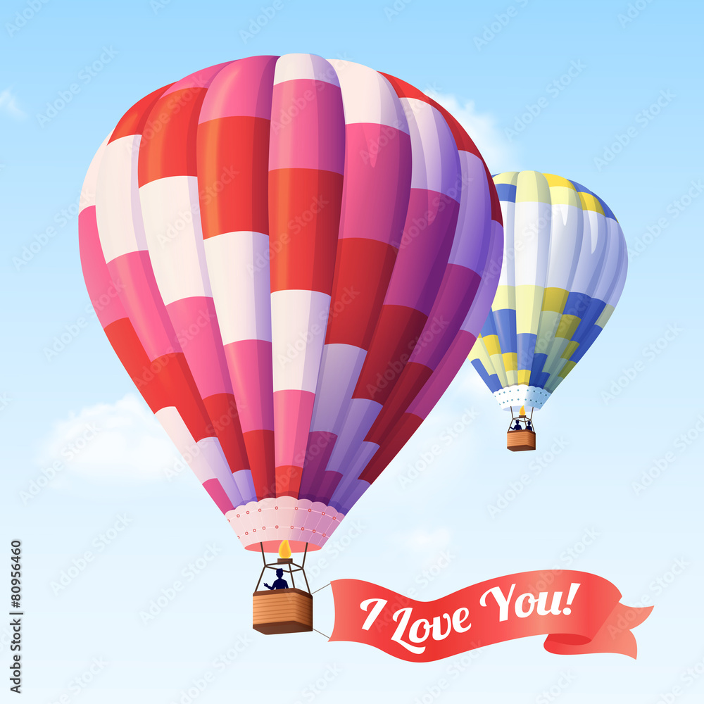 Fototapeta premium Air Balloon With Ribbon