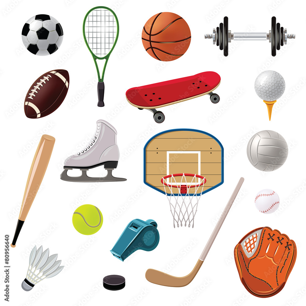 Sports Equipment Icons Set Adobe Stock