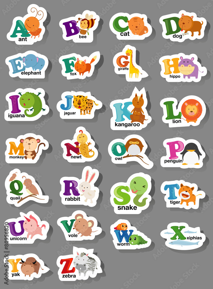 Fototapeta premium animal alphabet letter a-z