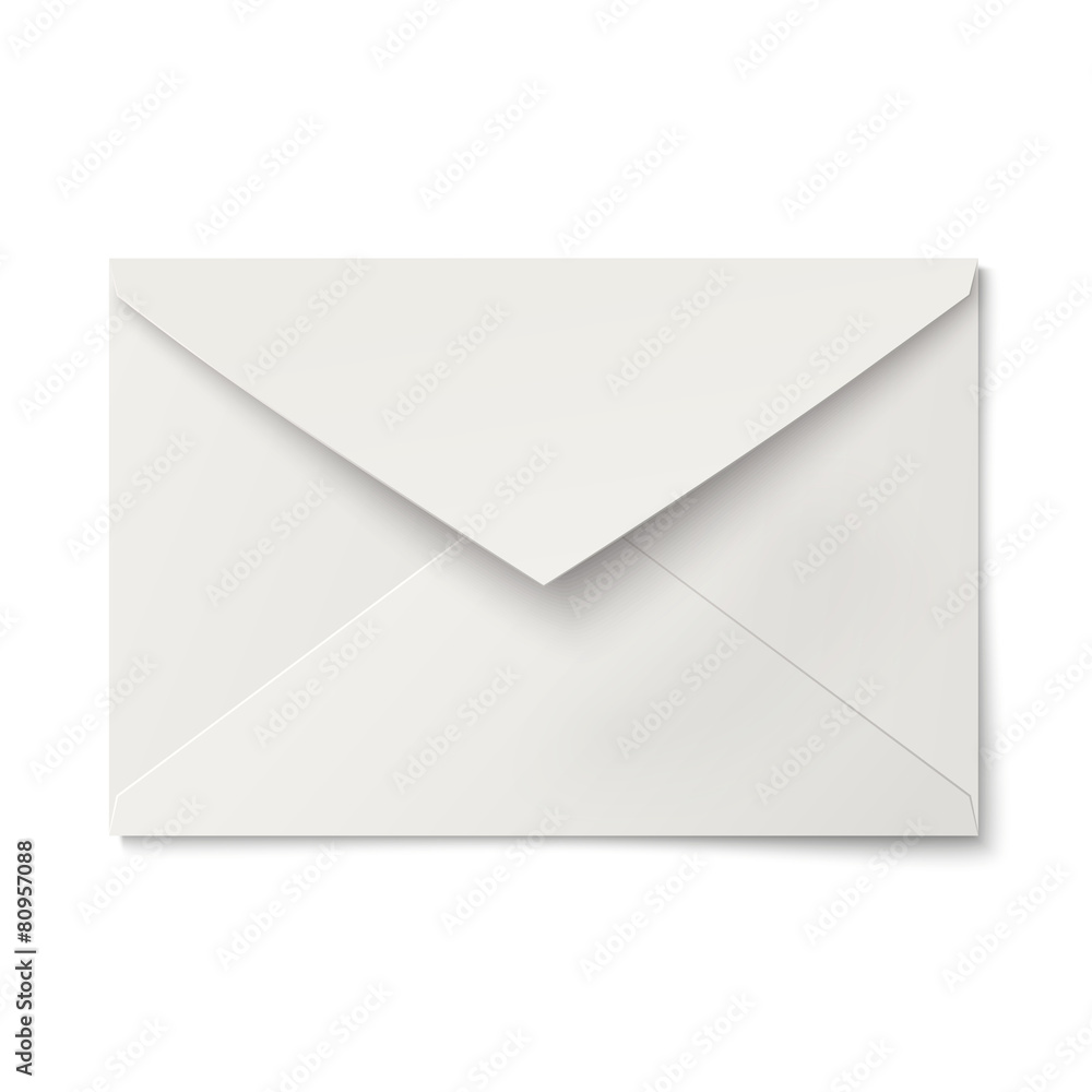 Slightly, ajar opened white envelope isolated Slightly, ajar opened white envelope isolated