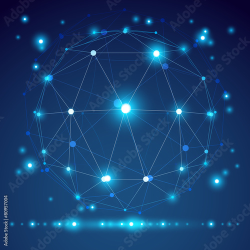 Abstract vector 3D wireframe geometric object, clear eps 10.