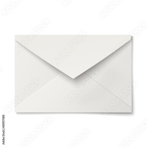 Slightly, ajar opened white envelope isolated