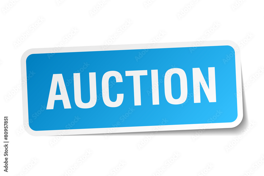 auction blue square sticker isolated on white auction blue square sticker isolated on white
