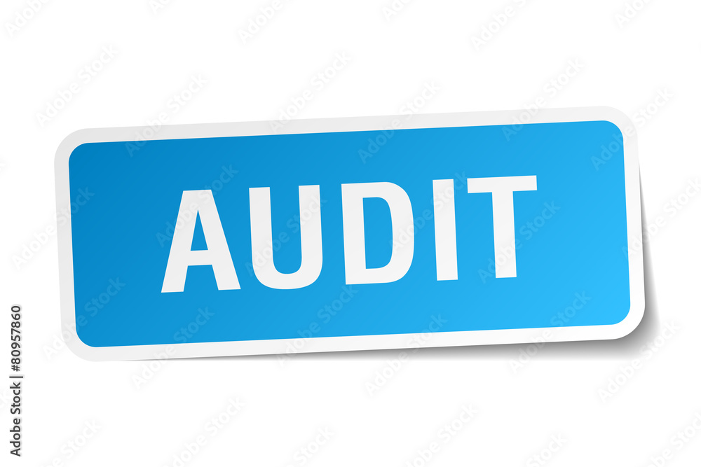 audit blue square sticker isolated on white audit blue square sticker isolated on white