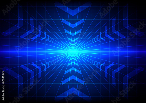 abstract technology blue light effect and multi arrow backgrou