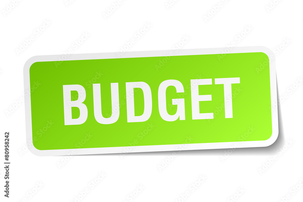 budget green square sticker on white background budget green square sticker on white background
