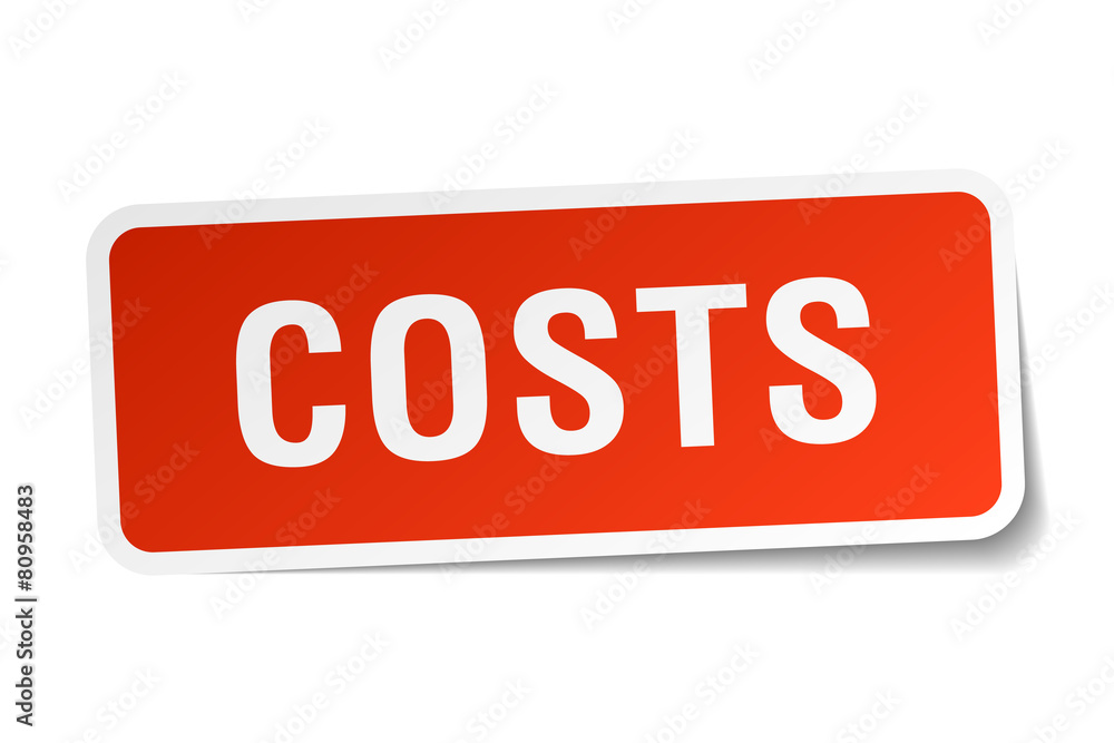 costs red square sticker isolated on white costs red square sticker isolated on white