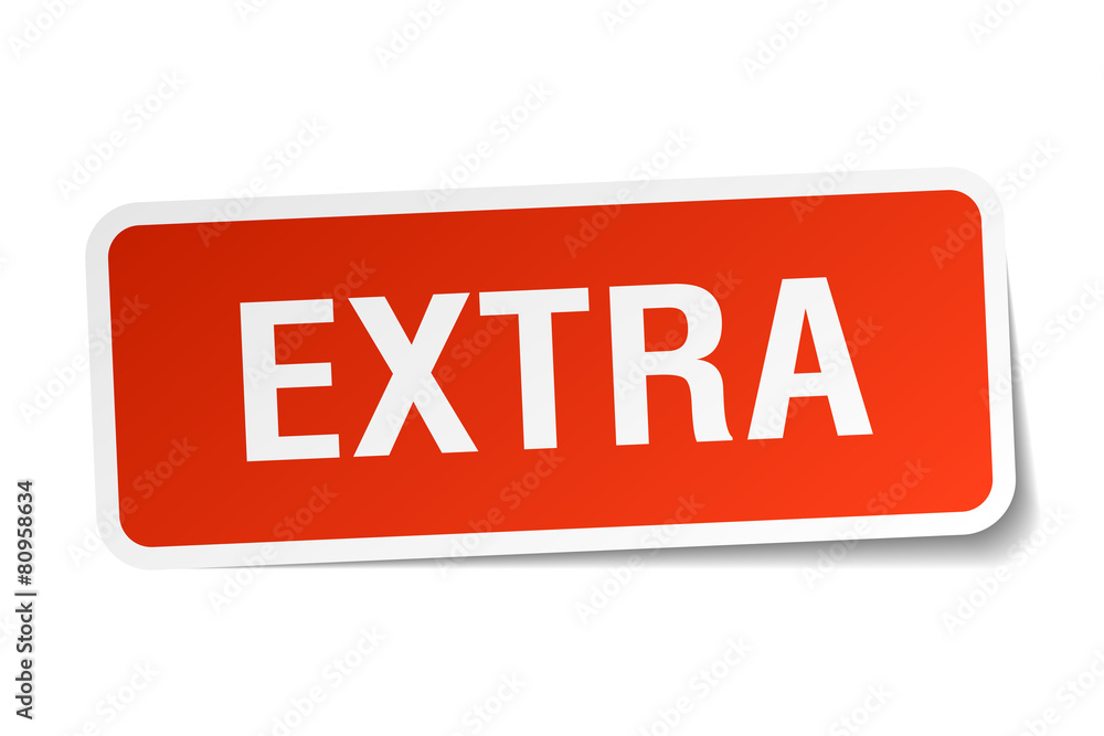 extra red square sticker isolated on white extra red square sticker isolated on white