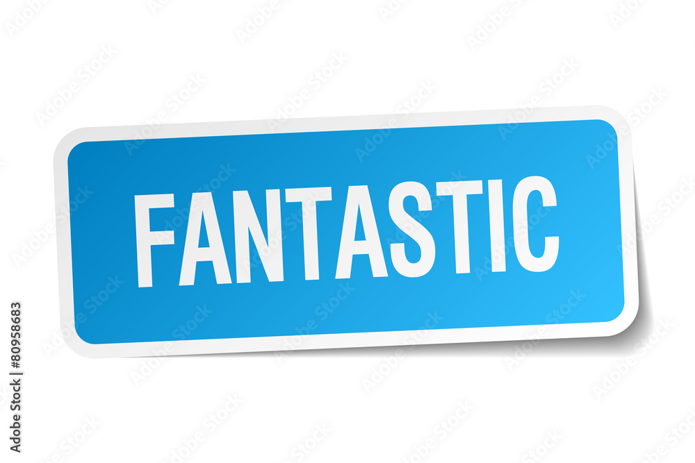 fantastic blue square sticker isolated on white fantastic blue square sticker isolated on white