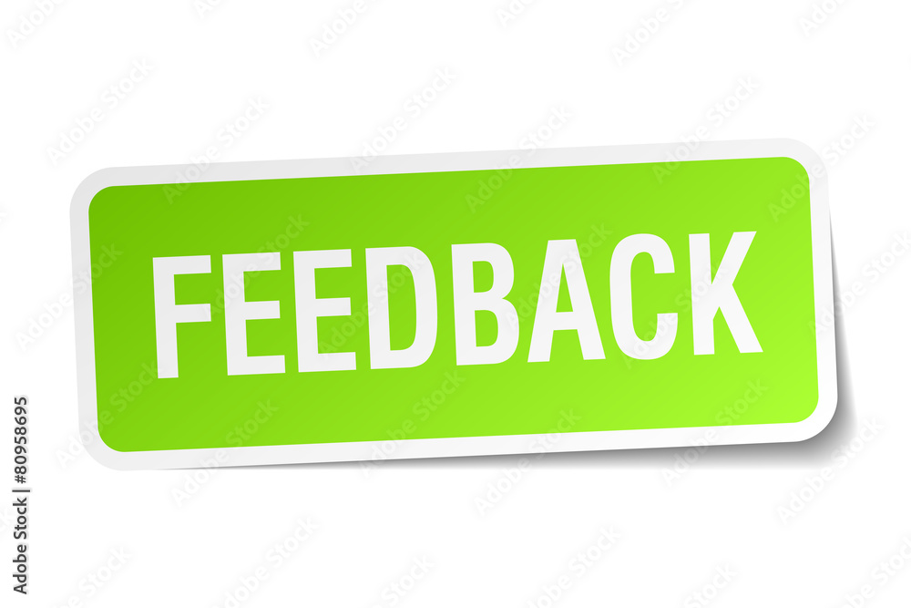feedback green square sticker on white background feedback green square sticker on white background