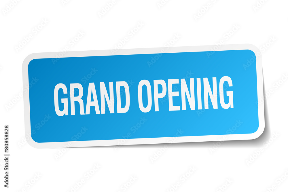 grand opening blue square sticker isolated on white grand opening blue square sticker isolated on white
