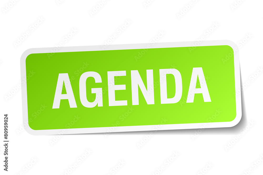 agenda green square sticker on white background agenda green square sticker on white background