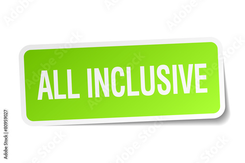 all inclusive green square sticker on white background