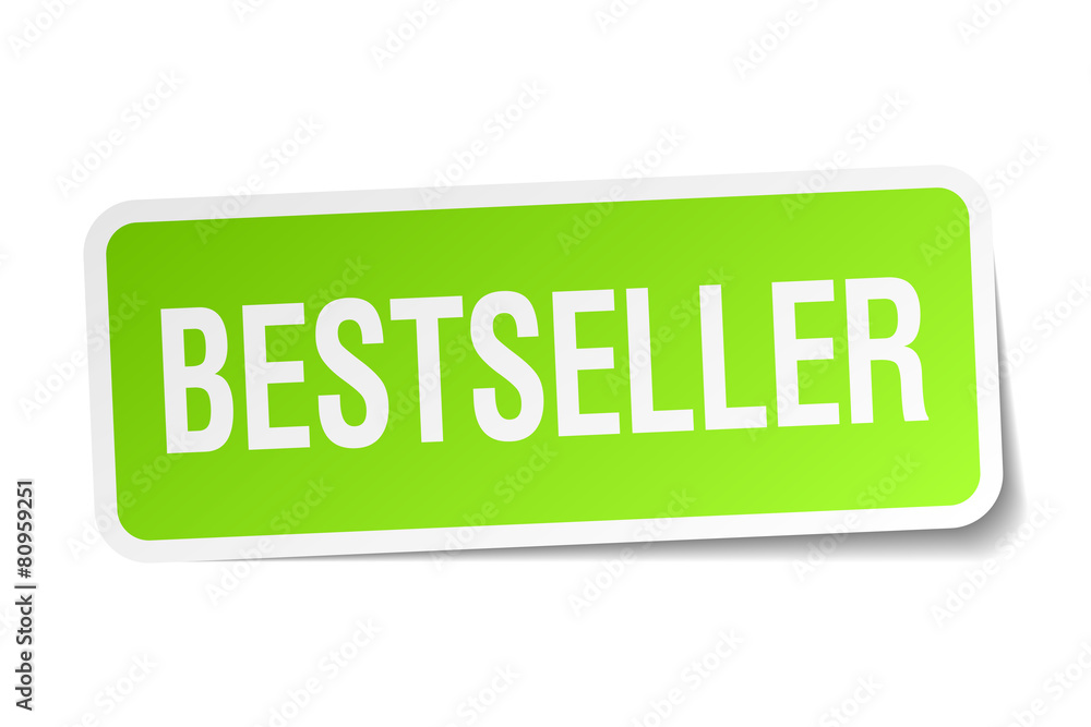 bestseller green square sticker on white background bestseller green square sticker on white background