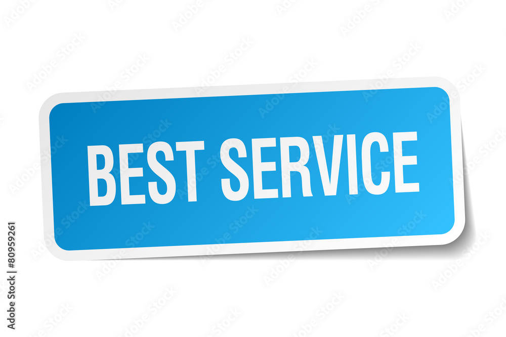 best service blue square sticker isolated on white best service blue square sticker isolated on white