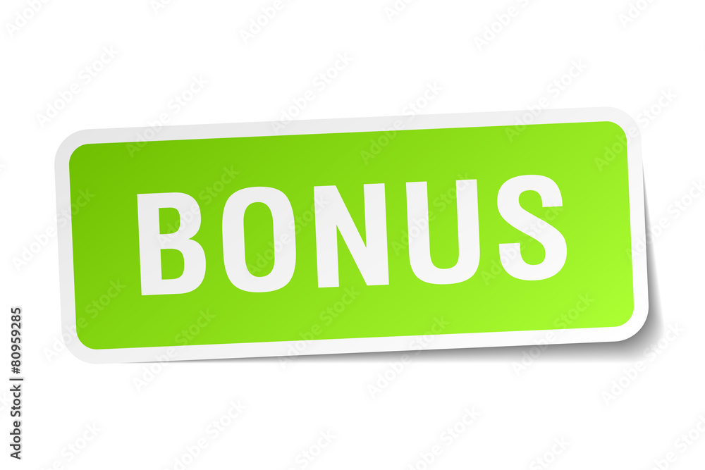 bonus green square sticker on white background bonus green square sticker on white background