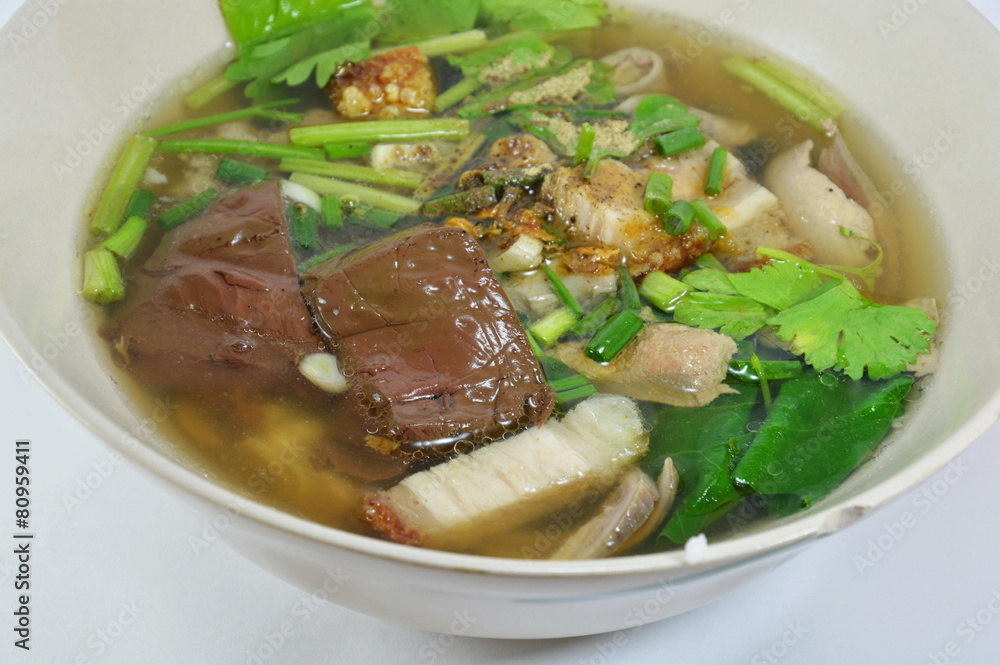 boiled pork blood and entrails in soup boiled pork blood and entrails in soup