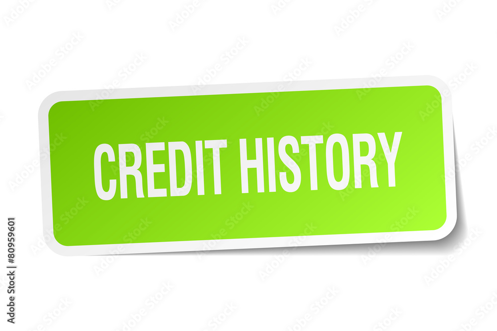 credit history green square sticker on white background credit history green square sticker on white background