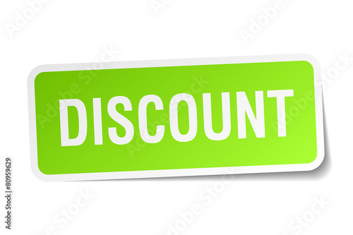 discount green square sticker on white background