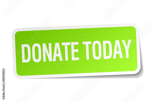 donate today green square sticker on white background