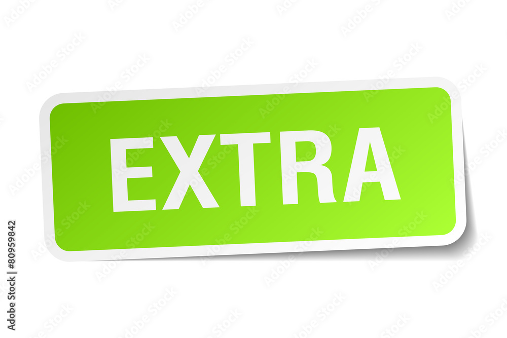 extra green square sticker on white background extra green square sticker on white background