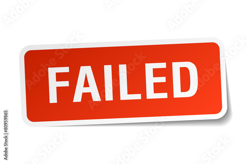 failed red square sticker isolated on white