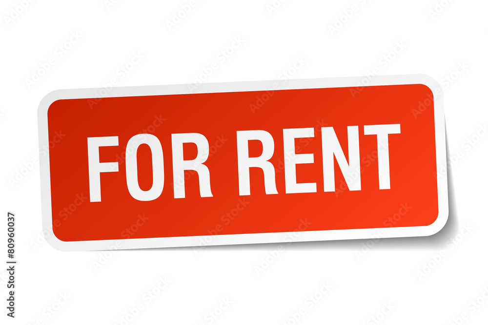 for rent red square sticker isolated on white for rent red square sticker isolated on white