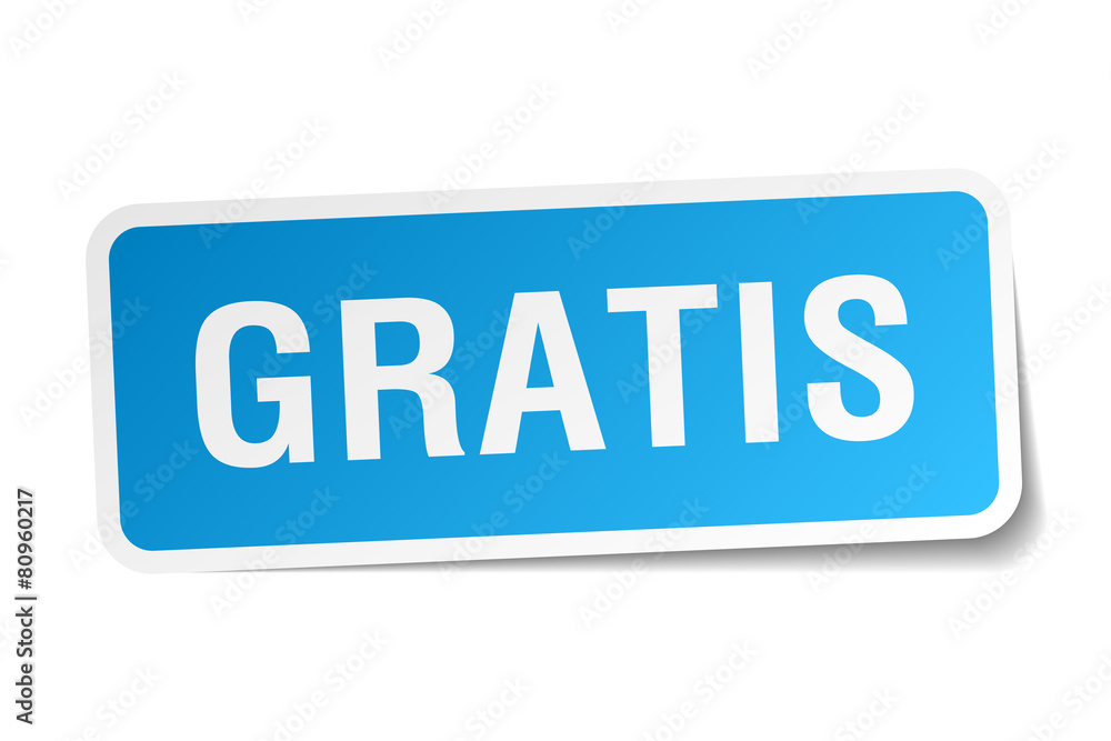gratis blue square sticker isolated on white gratis blue square sticker isolated on white