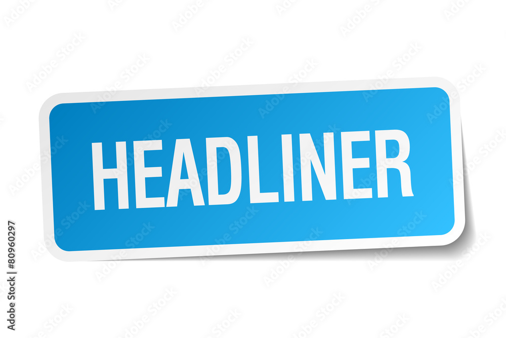 headliner blue square sticker isolated on white headliner blue square sticker isolated on white