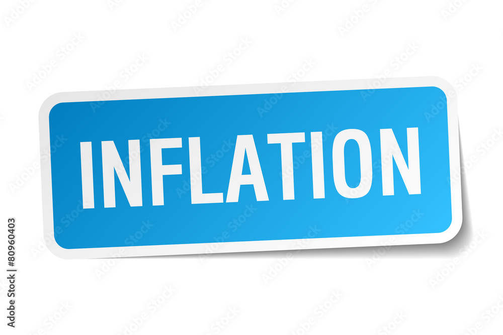 inflation blue square sticker isolated on white inflation blue square sticker isolated on white