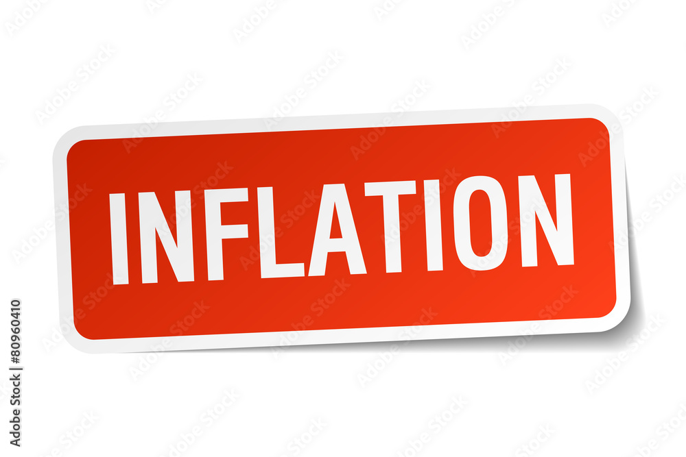 inflation red square sticker isolated on white inflation red square sticker isolated on white