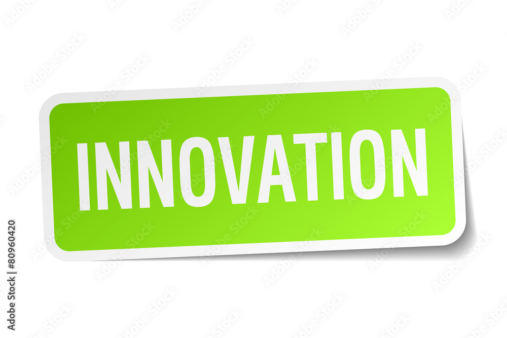 innovation green square sticker on white background innovation green square sticker on white background