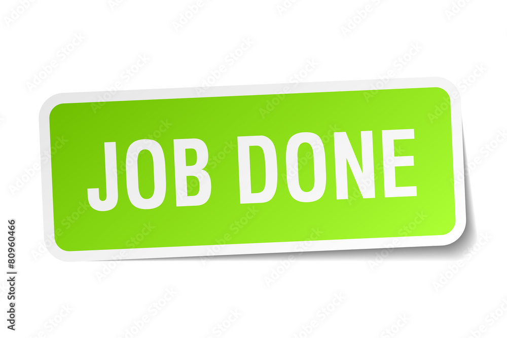 job done green square sticker on white background job done green square sticker on white background
